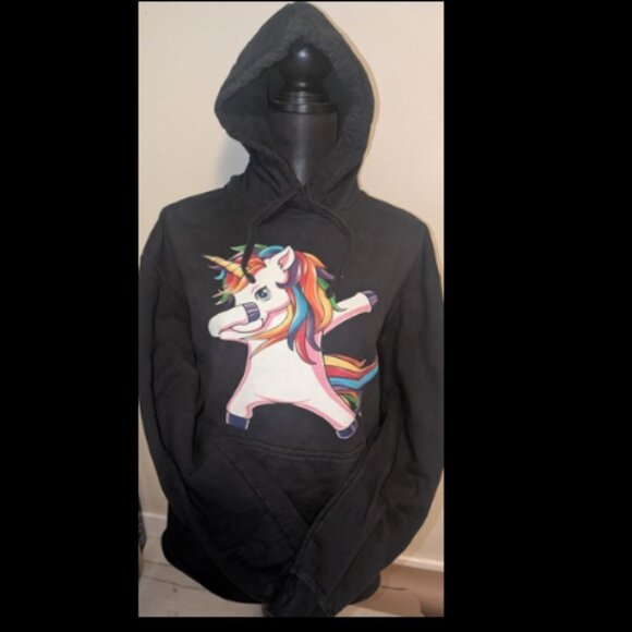 Womens Crazy Unicorn Rainbow Hoodie Sweatshirt Size XL - Picture 1 of 3